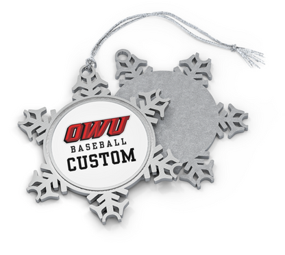 Customized Pewter Snowflake Ornament - OWU Bishops Baseball