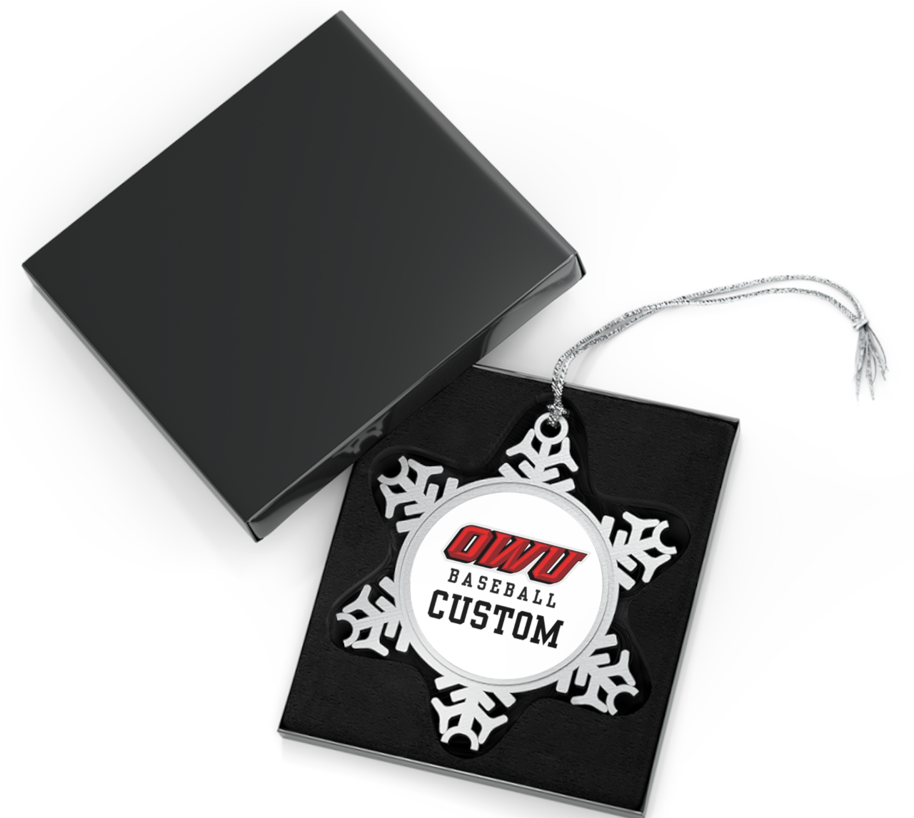 Customized Pewter Snowflake Ornament - OWU Bishops Baseball