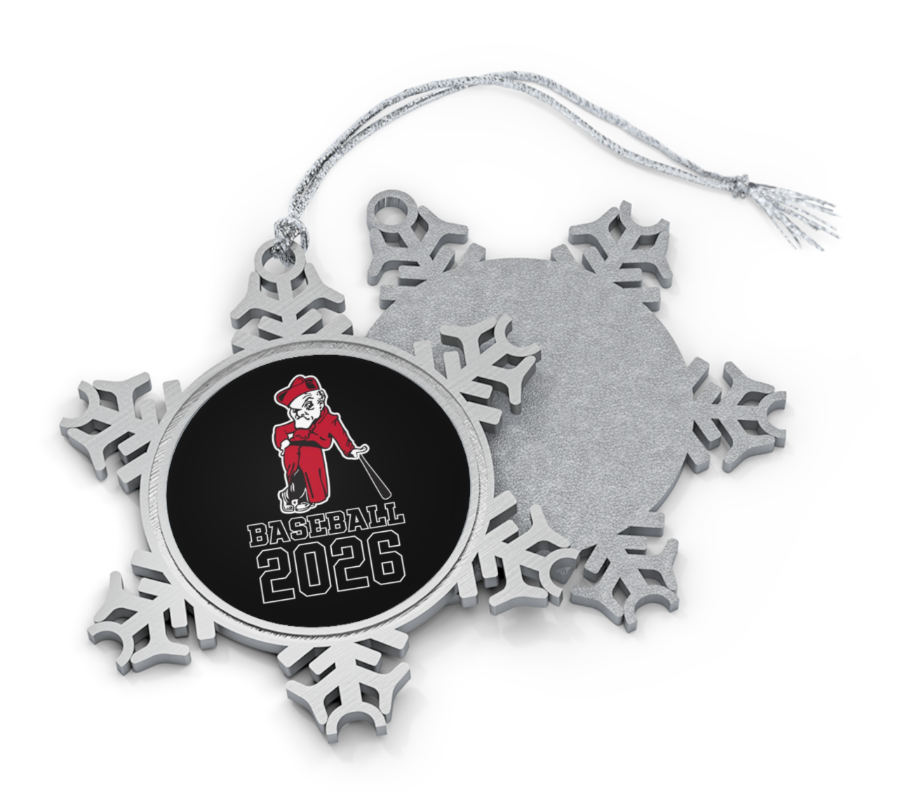 Customized Pewter Snowflake Ornament - OWU Bishops Baseball