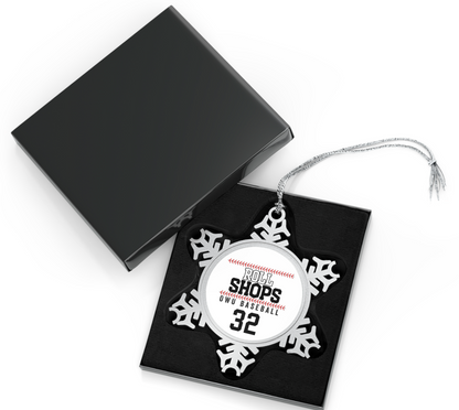 Customized Pewter Snowflake Ornament - OWU Bishops Baseball