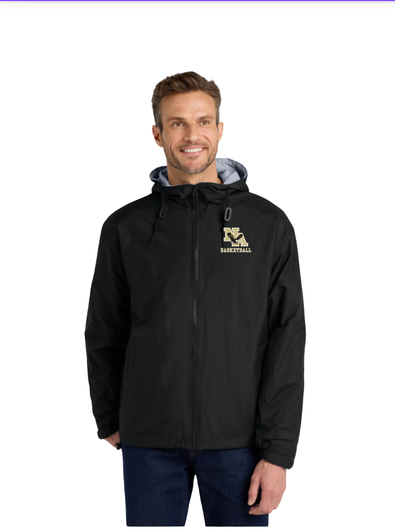 Adult Unisex New Albany Basketball Wind & Water Resistant Full Zip Hooded Jacket with Classic Gold Logo