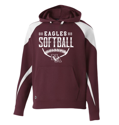 Adult Unisex New Albany Eagles Softball Strong Striped Graphic Holloway Colorblock Fleece Hoodie