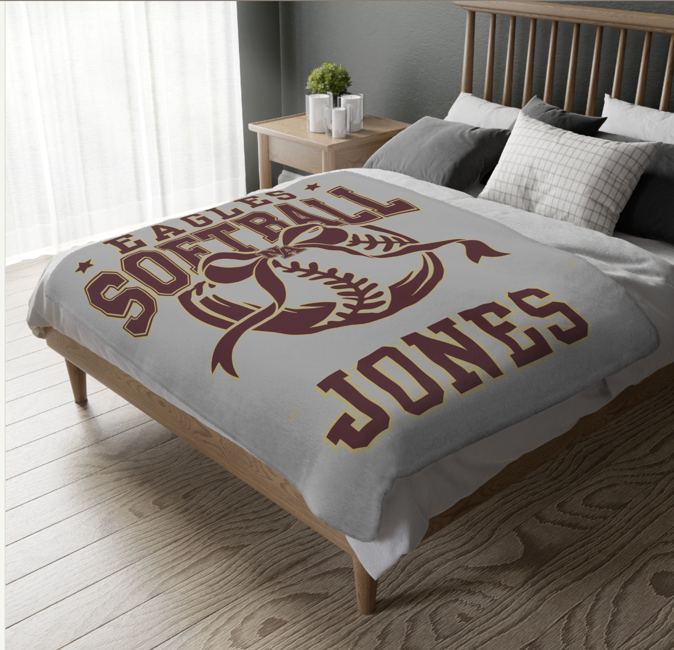 CUSTOMIZED Choose your Graphic Super Soft Reversible Velveteen Microfiber Blanket (Two-sided print) - New Albany SOFTBALL