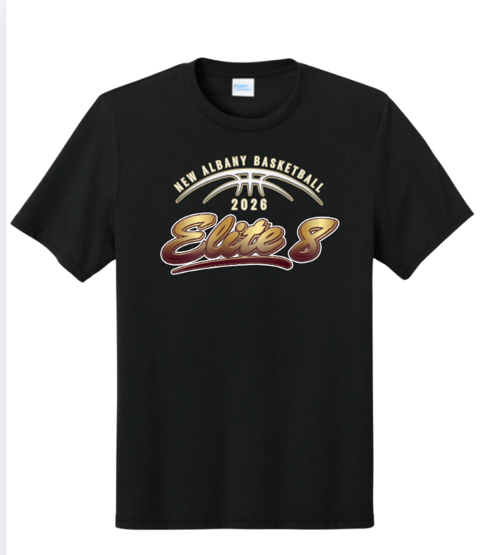 Adult Unisex Official 2026 New Albany Boys Varsity Basketball Elite 8 Graphic Super Soft Short Sleeve Tee