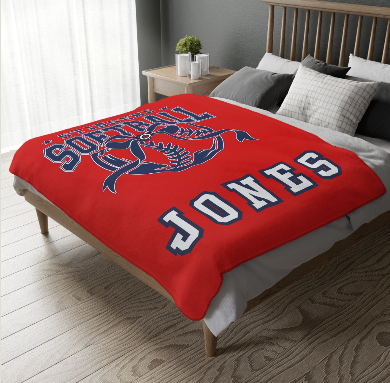 CUSTOMIZED Choose your Graphic Super Soft Reversible Velveteen Microfiber Blanket (Two-sided print) - Stingers Softball