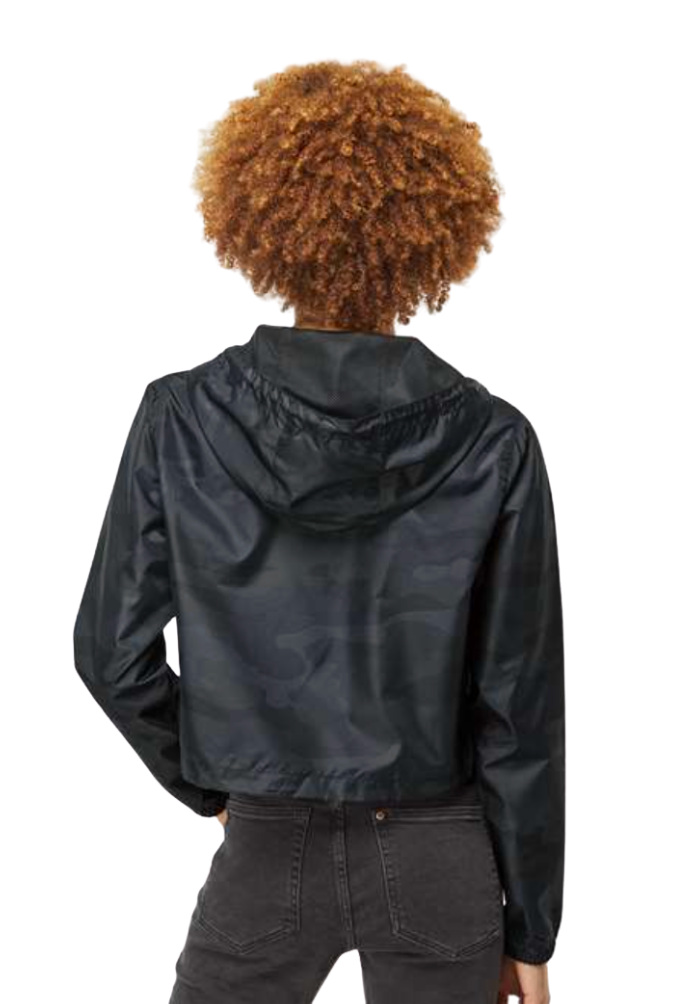 Women's Westerville Central Logo Lightweight Pullover Black Camo Crop Windbreaker