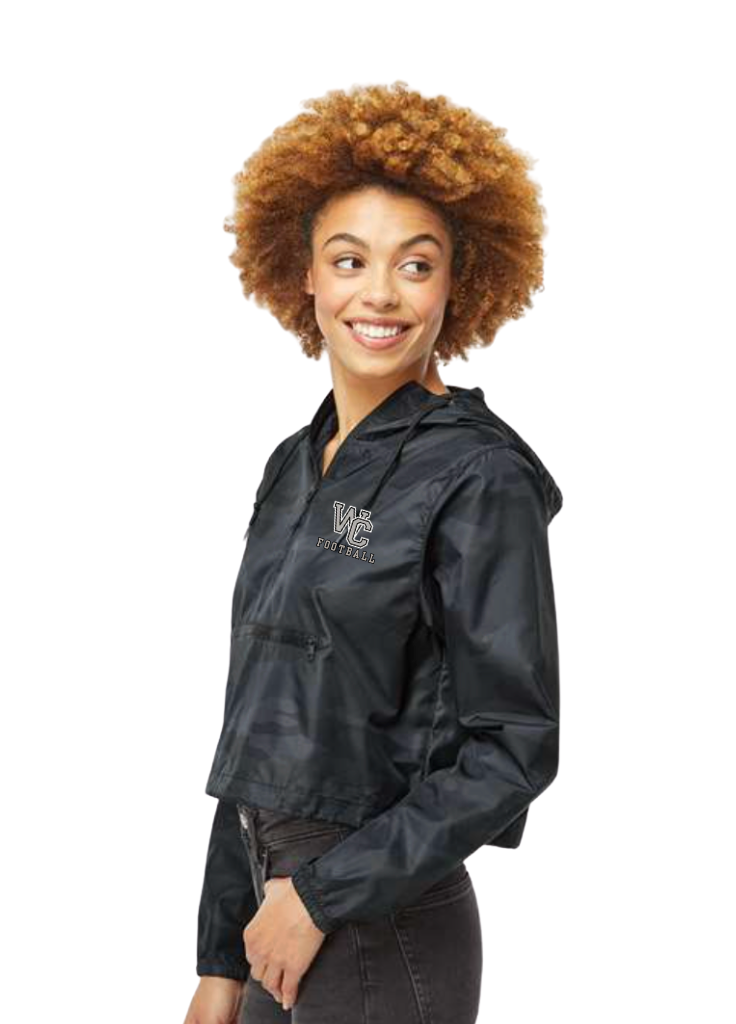 Women's Westerville Central Logo Lightweight Pullover Black Camo Crop Windbreaker