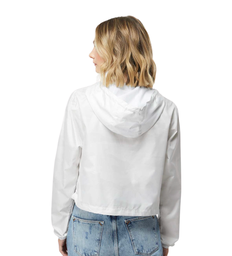 Women's Westerville Central Logo Lightweight Pullover White Camo Crop Windbreaker