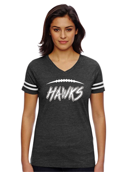 Women's Westerville Central Fighting Football Hawks Graphic Football V-Neck Jersey Tee