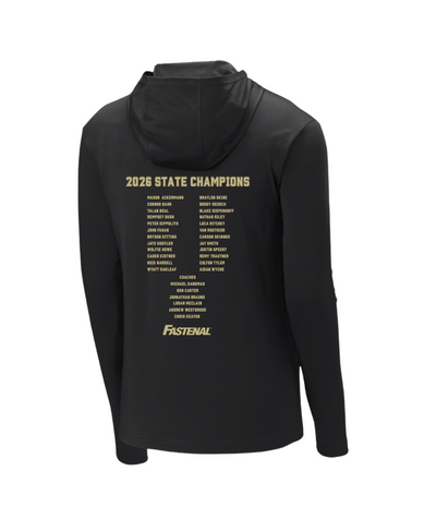 Youth NAHS Baseball Official 2026 STATE CHAMPION Long Sleeve Hooded Performance Tee