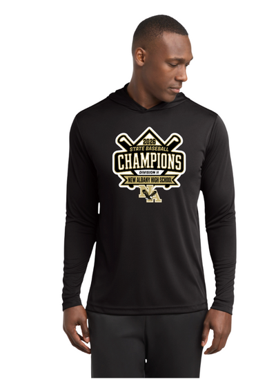 Adult Unisex NAHS Baseball Official 2026 STATE CHAMPION Long Sleeve Hooded Performance Tee