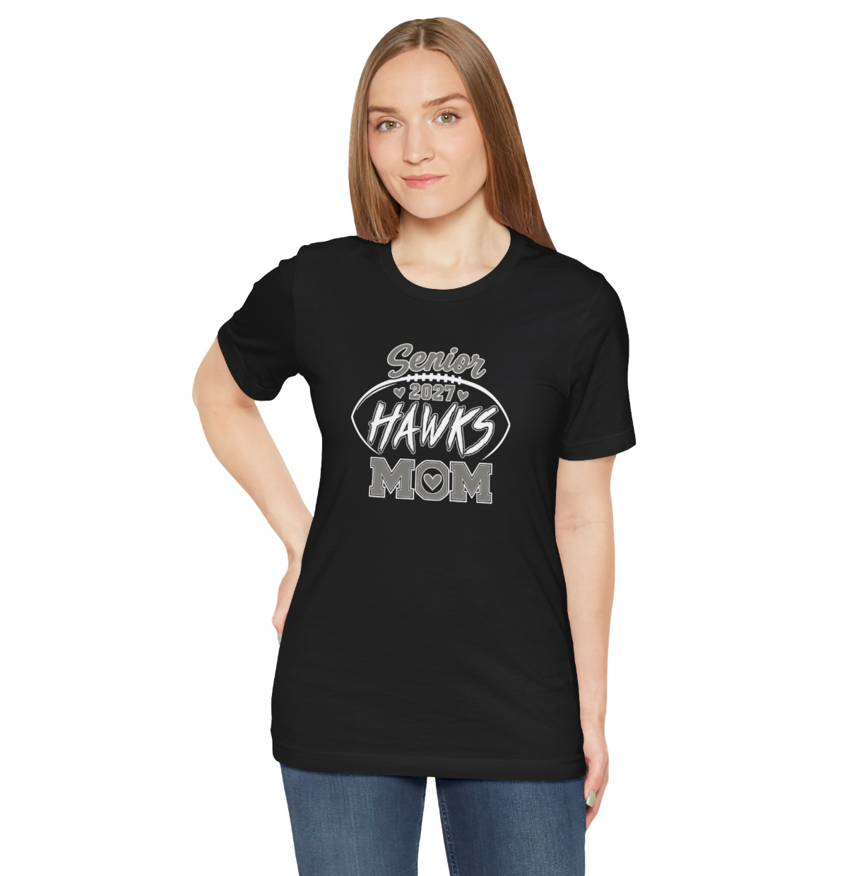 Westerville Central 2027 Senior Football Mom Graphic Short Sleeve Bella + Canvas Soft Tee