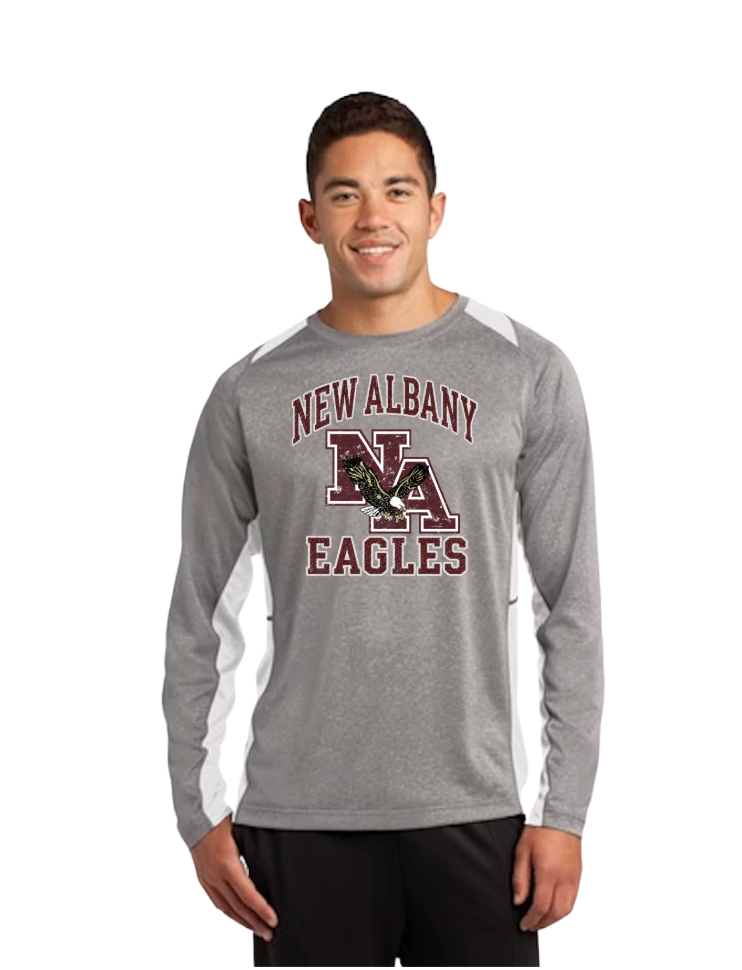 Men’s New Albany Vintage Vibes Football Logo Graphic Long Sleeve Performance Tee