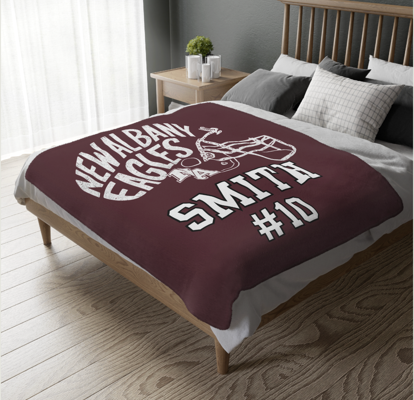 CUSTOMIZED Choose your Graphic Super Soft Reversible Velveteen Microfiber Blanket (Two-sided print) - New Albany Youth Tackle Football