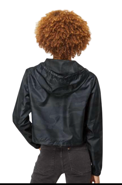 Women's Columbus Academy Soccer Lightweight Pullover Black Camo Crop Windbreaker