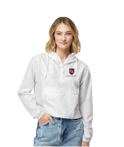 Women's Columbus Academy Field Hockey Lightweight Pullover White Camo Crop Windbreaker