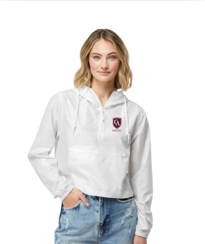 Women's Columbus Academy Soccer Lightweight Pullover White Camo Crop Windbreaker