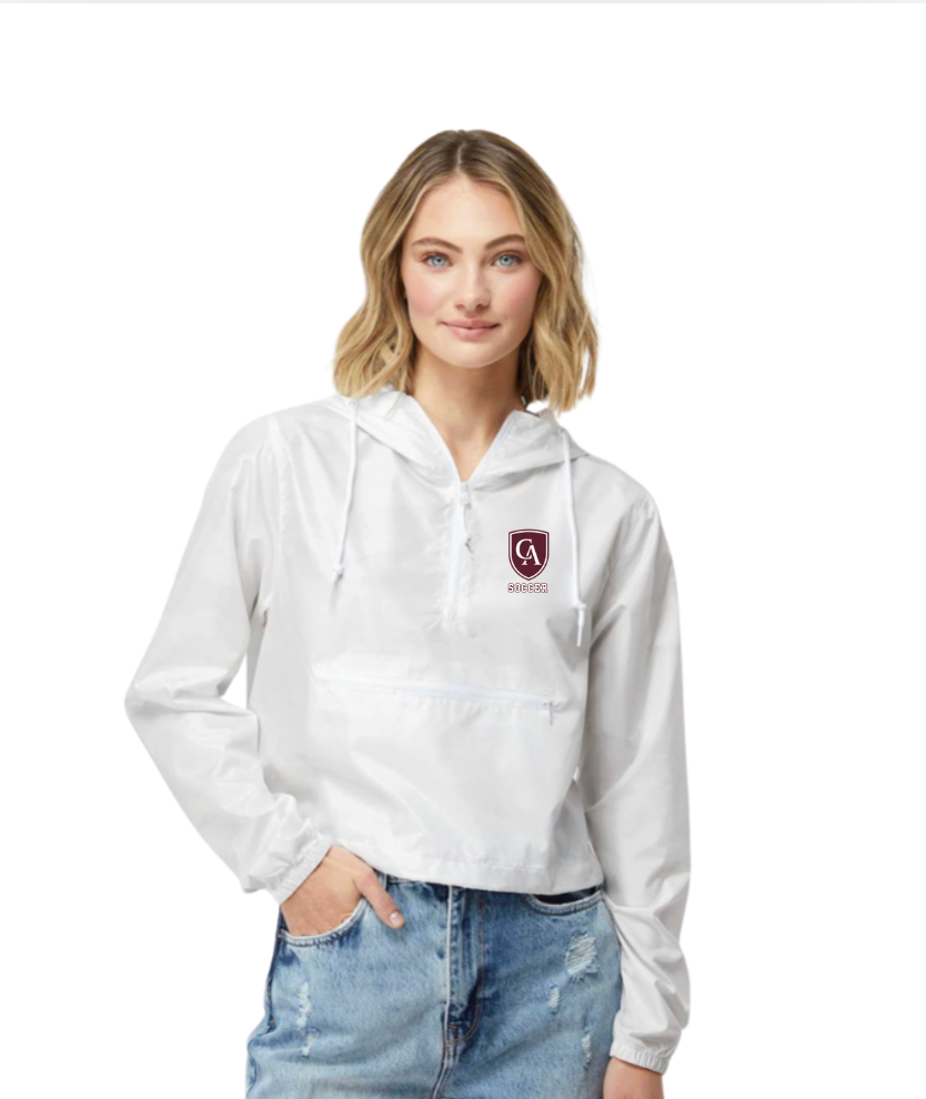 Women's Columbus Academy Soccer Lightweight Pullover White Camo Crop Windbreaker