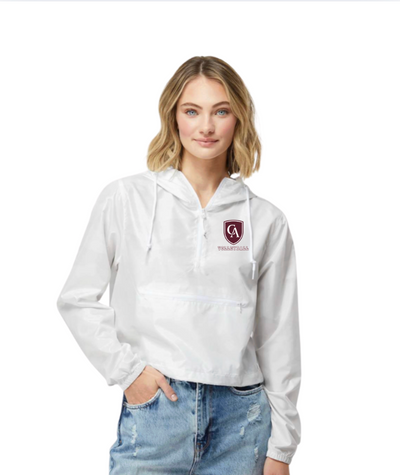 Women's Columbus Academy Volleyball Lightweight Pullover White Camo Crop Windbreaker
