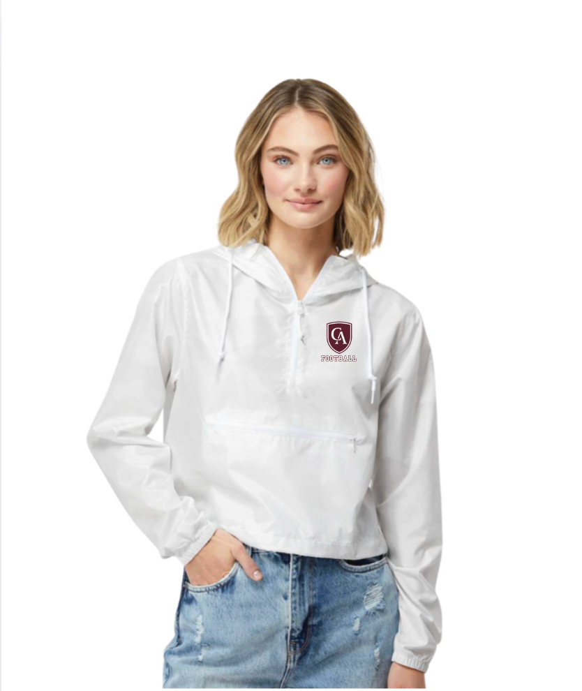 Women's Columbus Academy Football Lightweight Pullover White Camo Crop Windbreaker