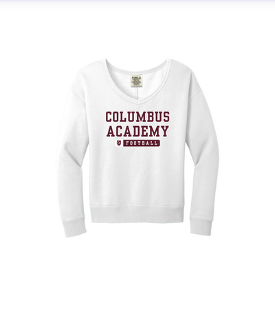 Women's Columbus Academy Football Graphic Beach Wash V-Neck Sweatshirt