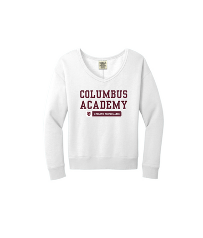 Women's Columbus Academy Athletic Performance Graphic Beach Wash V-Neck Sweatshirt