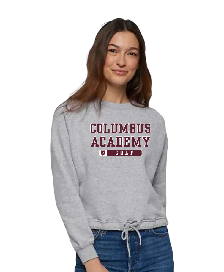 Women's Columbus Academy Golf Graphic Boxy Fleece Crewneck Sweatshirt