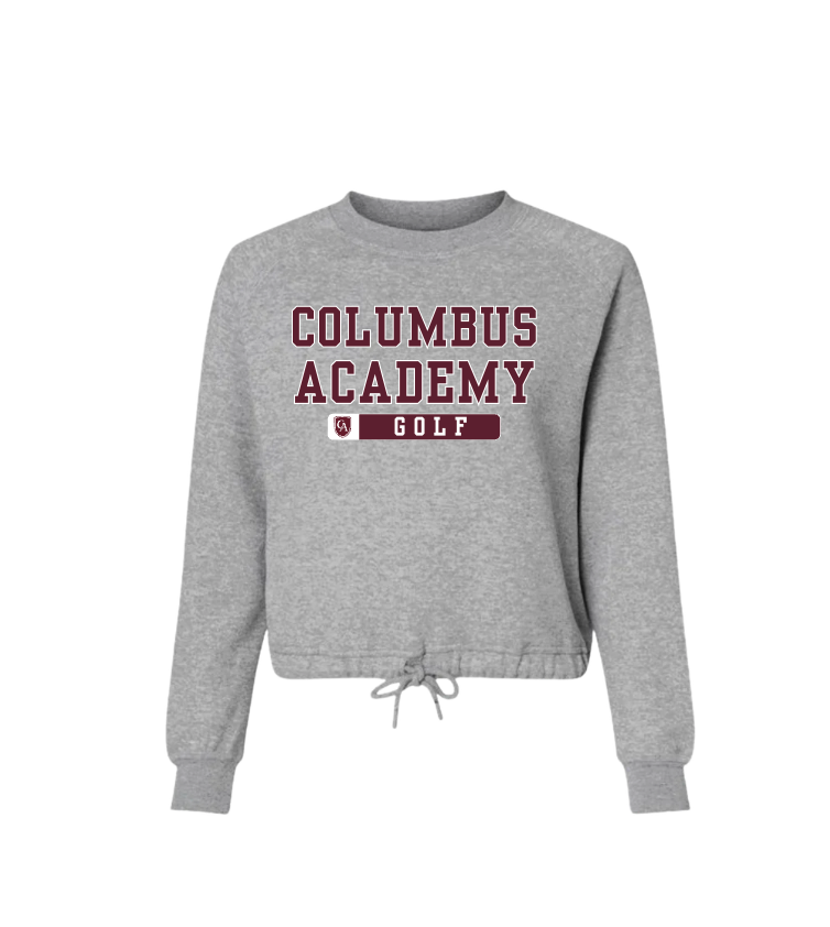 Women's Columbus Academy Golf Graphic Boxy Fleece Crewneck Sweatshirt