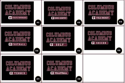 Adult Unisex Choose your Graphic Short Sleeve Soft Tee with Customized Back - Columbus Academy Fall Sports