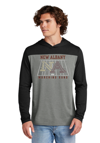 Adult Unisex New Albany Band Field Formation Graphic Sport-Tek® Halftime Long Sleeve Hoodie Tee