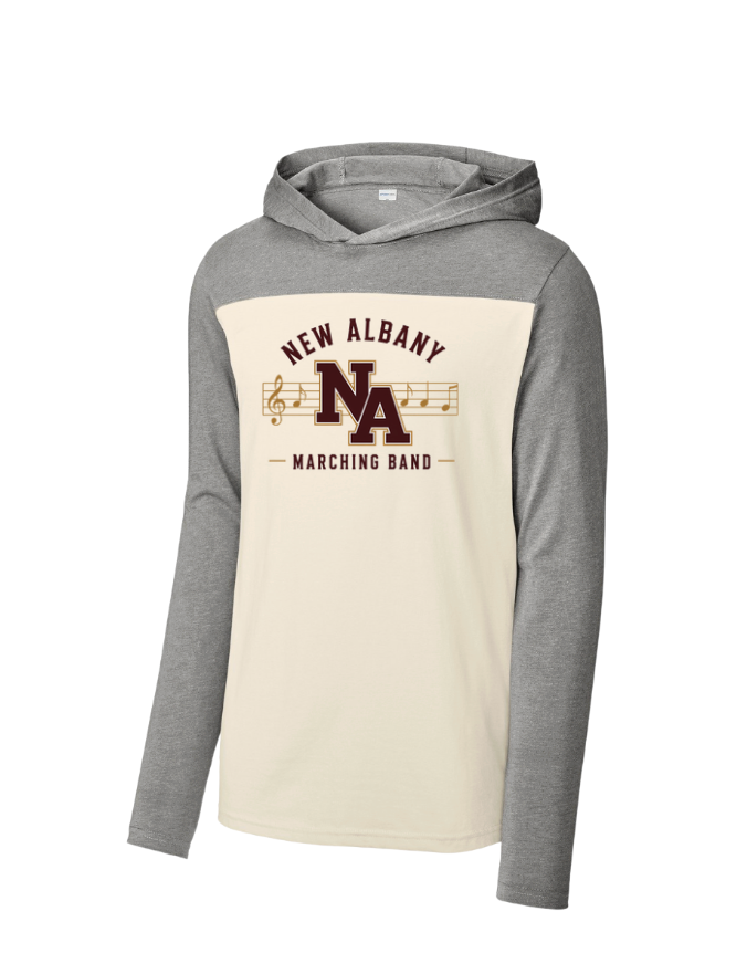 Adult Unisex New Albany Marching Melodies Graphic Sport-Tek® Halftime Long Sleeve Hoodie Tee