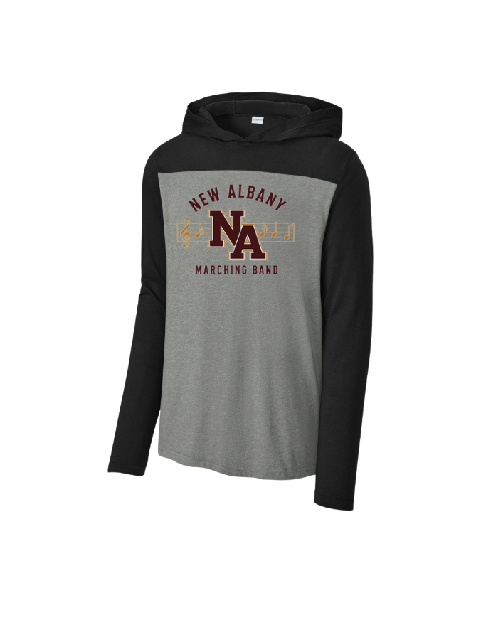 Adult Unisex New Albany Marching Melodies Graphic Sport-Tek® Halftime Long Sleeve Hoodie Tee