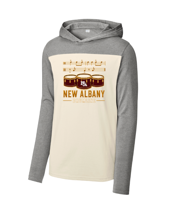 Adult Unisex New Albany Band Drumline Graphic Sport-Tek® Halftime Long Sleeve Hoodie Tee