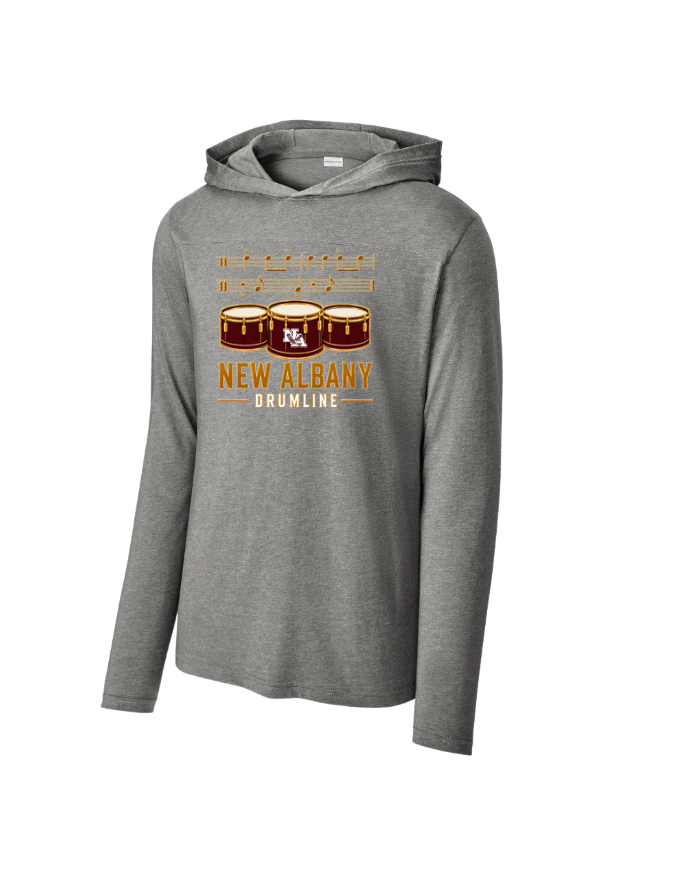 Adult Unisex New Albany Band Drumline Graphic Sport-Tek® Halftime Long Sleeve Hoodie Tee