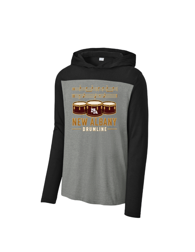Adult Unisex New Albany Band Drumline Graphic Sport-Tek® Halftime Long Sleeve Hoodie Tee
