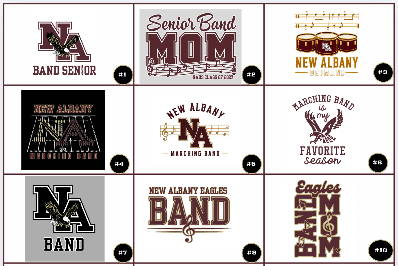 Adult Unisex Choose your Graphic Short Sleeve Soft Tee with Customized Back - New Albany Band