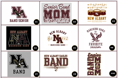 Adult Unisex Choose your Graphic Short Sleeve Soft Tee with Customized Back - New Albany Band