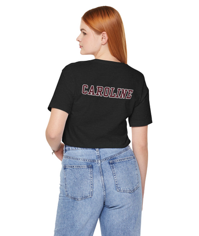 Adult Unisex New Albany 2027 Senior Cheer Mom Graphic Short Sleeve Bella + Canvas Soft Tee - CUSTOMIZED BACK
