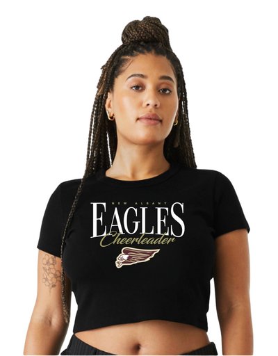 Women's New Albany Script Eagle Logo Cheer Micro Rib Baby Tee