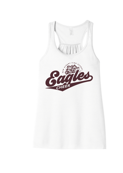 Women's New Albany Cheer Megaphone Graphic Bella + Canvas Flowy Racerback Tank