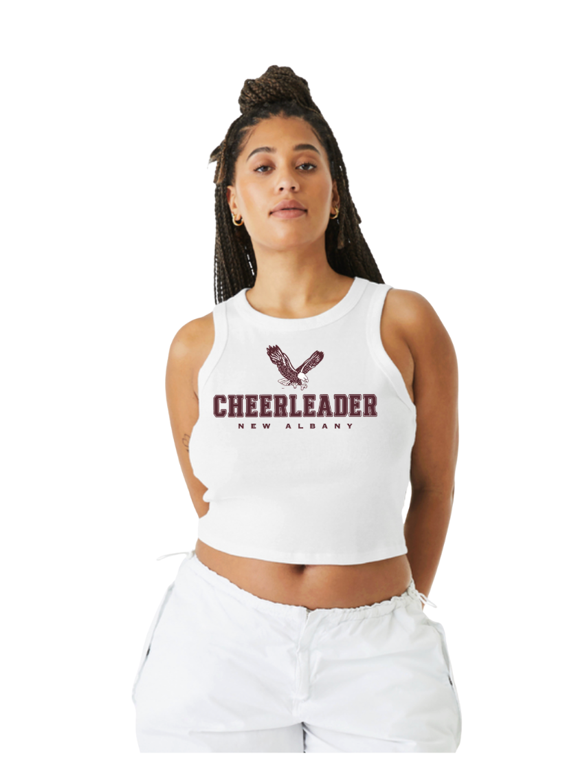 Women's New Albany Cheer Eagle Graphic Bella + Canvas Micro Rib Crop Racer Tank