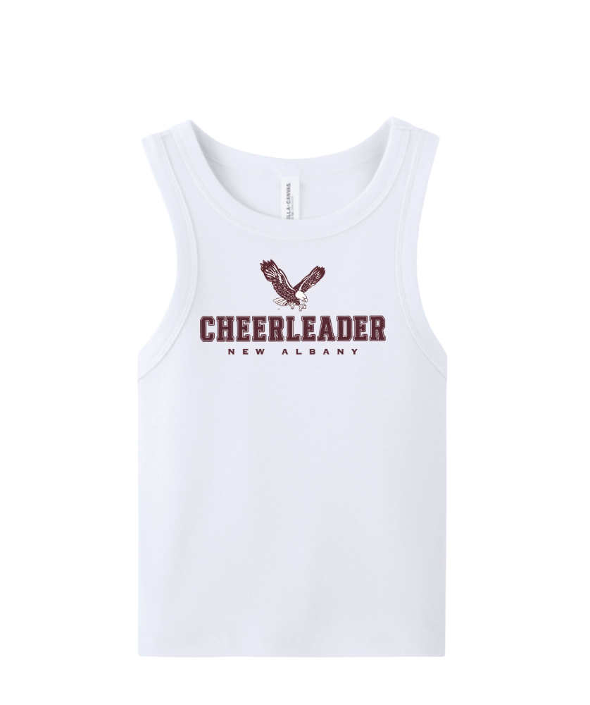 Women's New Albany Cheer Eagle Graphic Bella + Canvas Micro Rib Crop Racer Tank