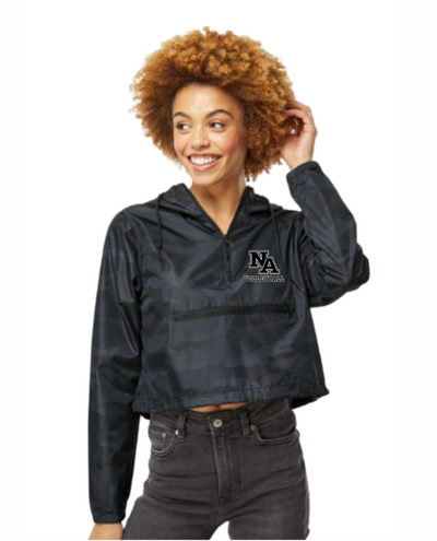 Women's New Albany Volleyball Lightweight Pullover Black Camo Crop Windbreaker