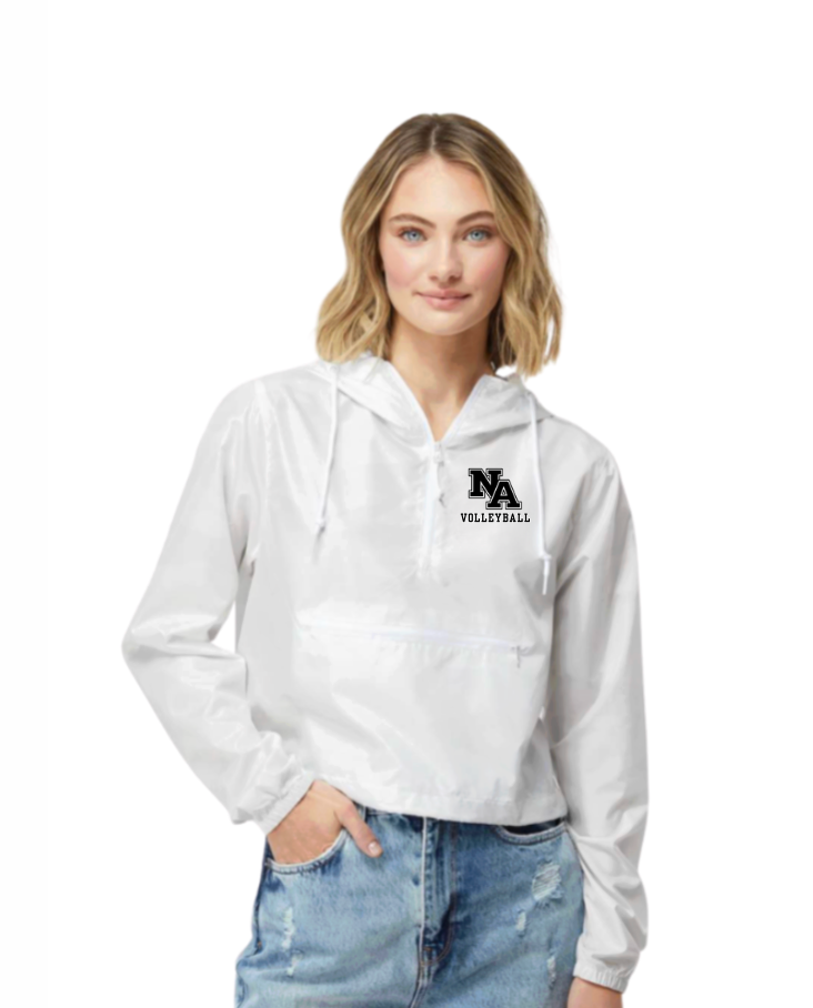 Women's New Albany Volleyball Lightweight Pullover White Camo Crop Windbreaker