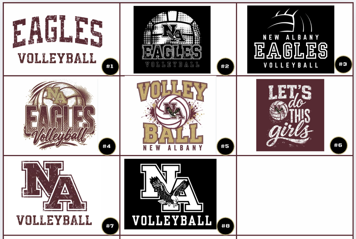 Adult Unisex Choose your Graphic Short Sleeve Soft Tee with Customized Back - New Albany Volleyball