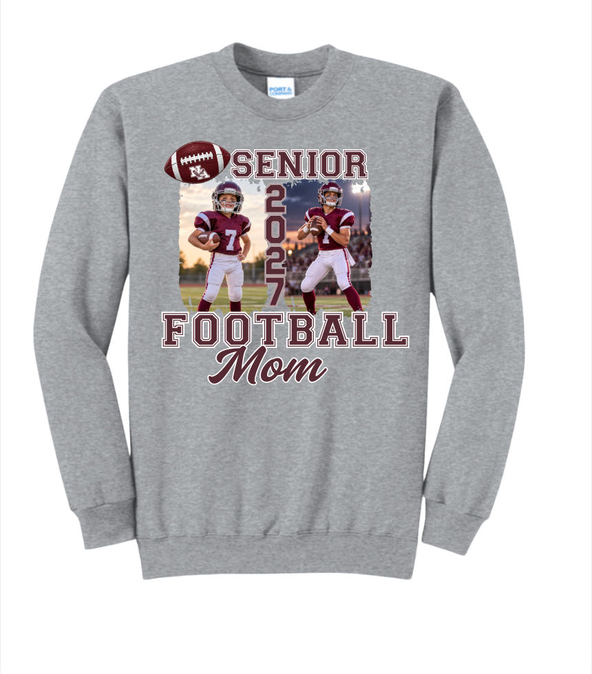 Adult Unisex NAHS Senior Football Mom or Dad Photo Sweatshirt