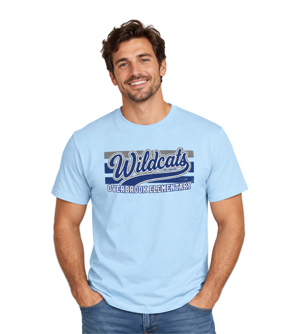 Adult Unisex Overbrook Elementary Wildcats Vintage Distressed Spirit Graphic Gildan Classic Tee