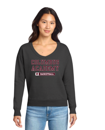 Women's Columbus Academy Basketball Graphic Beach Wash V-Neck Sweatshirt Bowling