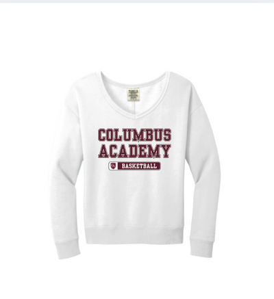 Women's Columbus Academy Basketball Graphic Beach Wash V-Neck Sweatshirt Bowling