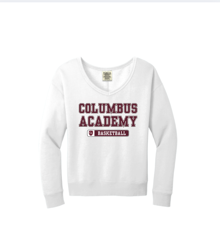 Women's Columbus Academy Basketball Graphic Beach Wash V-Neck Sweatshirt Bowling